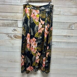 Favorite Daughter Maxi Skirt Womens 16 Button Front Silk Blend Tropical Hawaiian